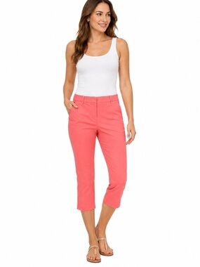 Talbots Stretch Capri Pants Women’s 14 Pink Coral Cotton Blend Cropped